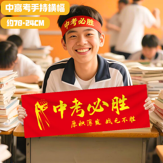 伊梦中高考必胜加油励志班级教室氛围装饰装扮布置用品定制手持横条幅 B手持条幅7024-中高考-款6