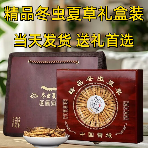 鹿章堂冬虫夏草礼盒装正宗藏区雪山虫草送礼佳品品质保证当天发货 西藏那曲精品虫草3条1克50条
