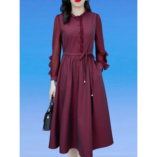 Vestido de marca de alta gama de Homeseee Light Luxury de alta gama Autumn New Women's Clothing Set 2025 New XI Grandma Wedding Vestido de luz roja de lujo XL [116-125] Jin [Jin equivale a 0.5 kg]