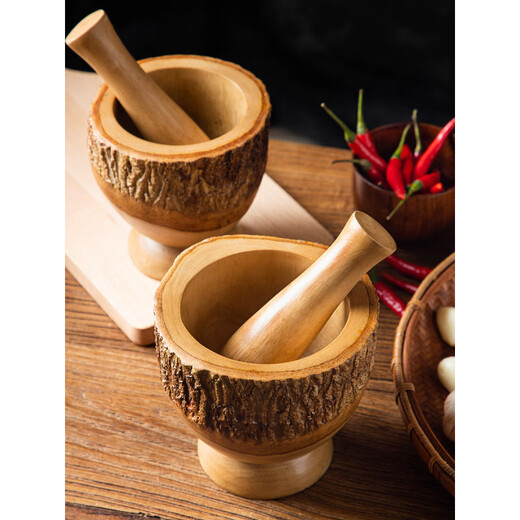 Shijin garlic pounder wooden Thai solid wood garlic mortar household manual garlic mashed artifact garlic pounder grinder garlic peeler large