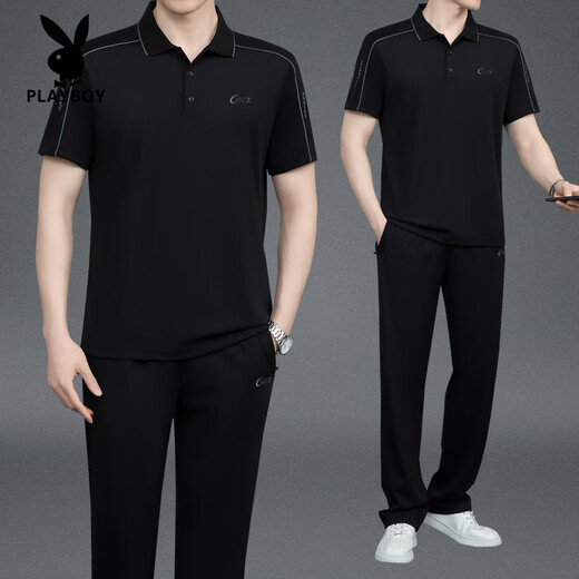 Playboy (Playboy) Été nouveau style d'âge moyen et âgé du pant de t-shirt en coton à manches courtes à manche à manches courtes à manches courtes 753 Purple foncé xl recommandé 120jin [Jin est égal à 0,5 kg] ----- 140jin [Jin est 0,5 kg] T-shirt +
