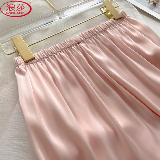 
LangSha (LangSha) ice silk pajamas for women in spring and summer thin cool shorts ins sweet lace lace home clothing set YFY-9904 [high-quality silky fabric] M [recommended 80-100Jin [Jin equals 0.5 kg]]