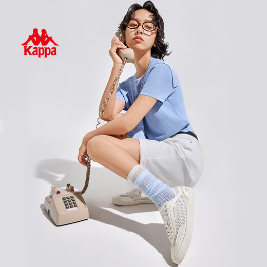 KAPPA women's shoes, low top shoes, women's 2025 summer new breathable mesh sneakers, women's light white shoes, women's winter white 37