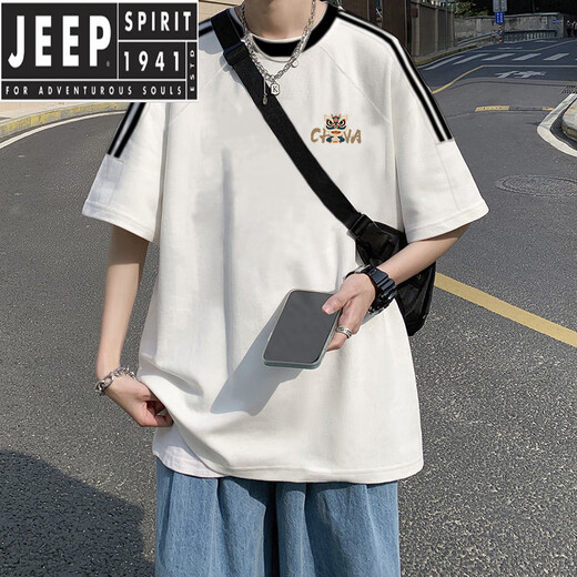 Jeep Spirit American rétro à manches courtes à manches courtes Summer 2025 Nouveau design lâche Niche Ins Top [3895 * WASP] White M 85-120Jin [Jin est égal à 0,5 kg]