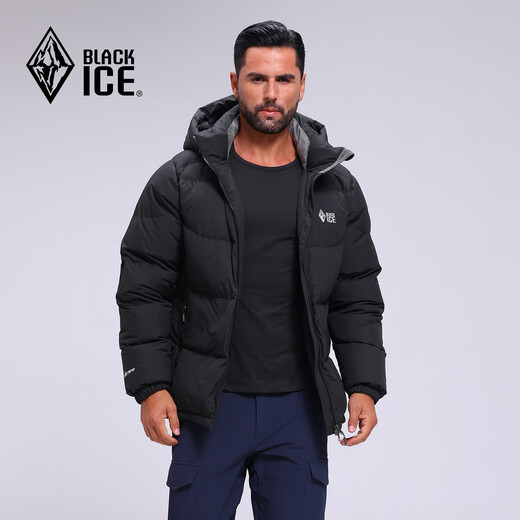 Black Ice 25 Neue Herbst und Winter Herren Classic Tianshu PLUS Outdoor Abnehmbarer Hut Gänsedaunen 700 Puff Daunenjacke F8509MJ Schwarz L