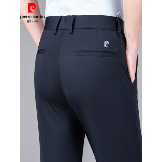 Pier Cardin Mulberry Silk Herrenhosen Casual Hosen Sommer Cool Elastic No-Iron Straight Ice fühlen Seide tägliche Hosen mittlerer Alters dünn grau [16761] 40 [195-210jin [Jin gleich 0,5 kg] Verschleiß]