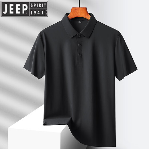 JEEP SPIRIT吉普2025冰丝无痕POLO衫男士夏季薄.款透气感商务休闲短袖t恤 6630铁灰 M -110斤
