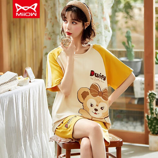 猫人 MIIOW睡衣女夏季纯棉短袖年新款韩版可爱夏天薄款可外穿家居 6630# M 【80-95斤】