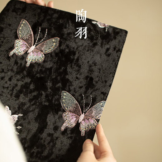 Pottery feather butterfly velvet double-sided embroidered tea mat thickened tea towel tea tablecloth absorbent tea table mat pot towel tea set accessories butterfly-velvet double-sided embroidered tea mat
