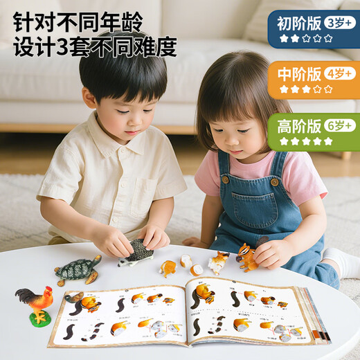 纽奇动物模型玩具diy拼插立体拼图儿童早教益智中阶认知生日礼物盒