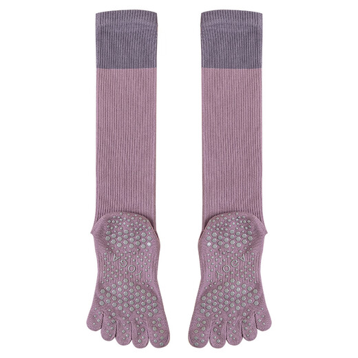 Five Finger Yoga Socks Women's Non-Slip Sports Pressure Stockings Pilates Fitness Split Toe Contrast Color Calf Socks Purple Tube Height 34cm 1 Pair One Size (35-40) Split Toe Pressure Non-Slip