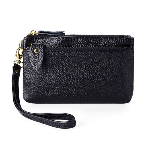 Neuer Stil stilvoller echtes Leder -Handgelenk -Tasche Multifunktion Münz Brieftasche für Frauen Handgrabung Bag schwarz - 16 cm * 9 cm