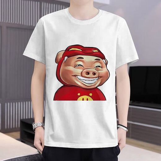 Ukdati pigman kleider 3d print cartoon Animation Funny Pigman Kurzarm Sommer Neues runde Nacken T-Shirt Teen T-1396 S 80-90jin [Jin gleich 0,5 kg]
