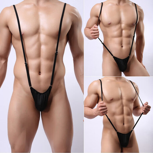 Gay men's thong can be inserted into the thong with c-string underwear, fun and passionate male attack h white