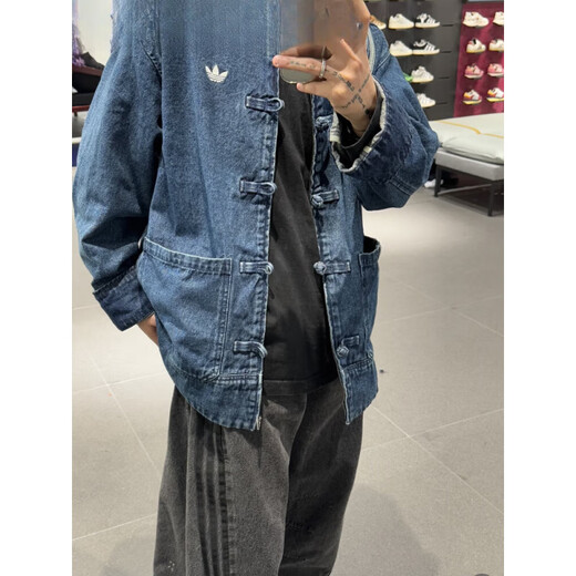 阿迪达斯 （adidas）三叶草蛇年新年款情侣新中式牛仔运动唐装外套JY8275JZ9928 蓝色JZ9928  L