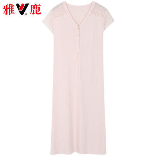 Yalu High-End-Nachthemd für Frauen im Sommermodal-Baumwoll-Kurzärmel-Pyjama schwangere Frauen mit großer kühler und dünner Sommereiseis BJR9249 [modales Baumwollnachthemd] M [80-100jin [Jin gleich 0,5 kg]]]