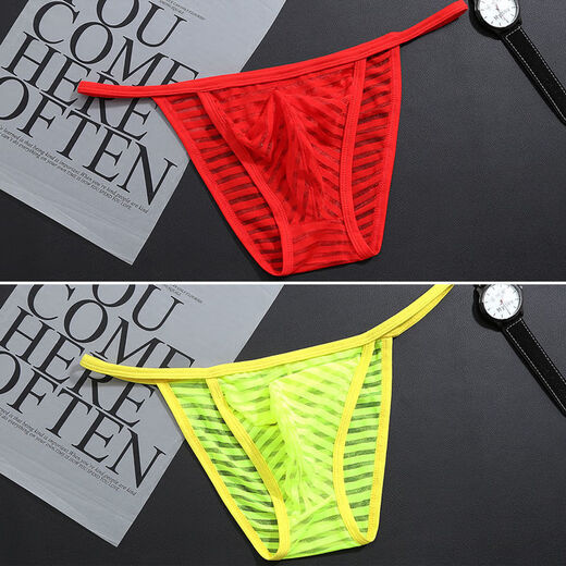 TTPMER2 men's mesh transparent thong low waist briefs sexy sexy underwear trendy blue suspender T-trouser T-trouser [1 piece] White M [90-110Jin [Jin equals 0.5 kg]]