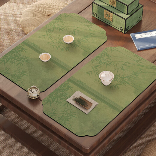 Self-appreciation of the new Chinese Zen tea banquet, ancient style table flags, drain mats, absorbent tea towels, tea table cushions, tea table dry cup mats, Green Shu diatom mud soft cushions - four-sided concave shape, 25*50cm, absorbent and quick-drying