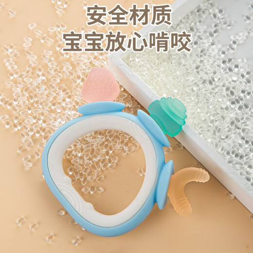 Baby silicone ring-shaped molar stick bite gum small month old baby anti-eating hand training hand grip oral teething gum green