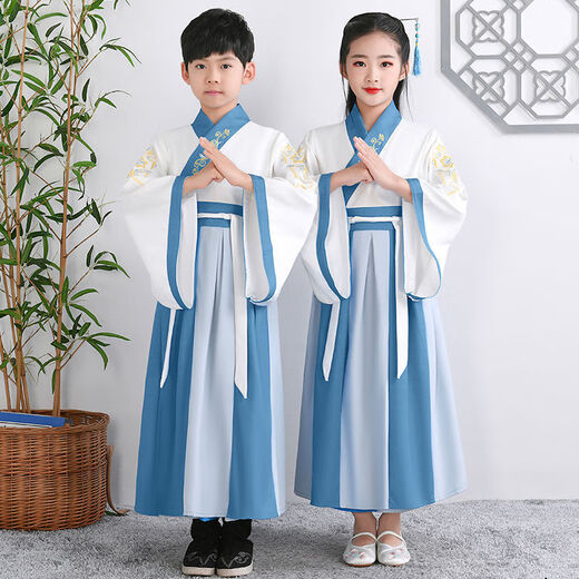 1047 personas elogiaron trajes antiguos para niños, Hanfu, estudios chinos, libros, ropa para niños, regalos de apertura de hombres y mujeres, rompecabezas chino, mangas rectas de tres caracteres ruyi, hombres y mujeres 120