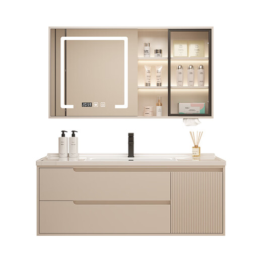 Wrigley Style de madera maciza Combinada de baño de madera sólida Cerámica Integrada Baño Baño Washbasin Gabinete Combinación Washbasin 7036 Grid de gabinete inferior de color crema