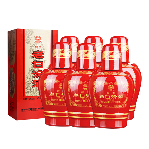 Fenjiu laobai fen melon fen fen fen licor fragante 42 grados 475ml*6 botellas de caja entera banquete de boda regalos