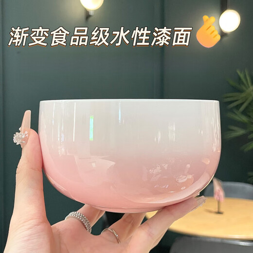 Chino Gradient Tableware Set 304 Stainless Steel Bowl Home Gradient Rice Bowl Food Grade Double-Layer Anti-scalding Spoon and Chopsticks Gradient丨Powder Bowl