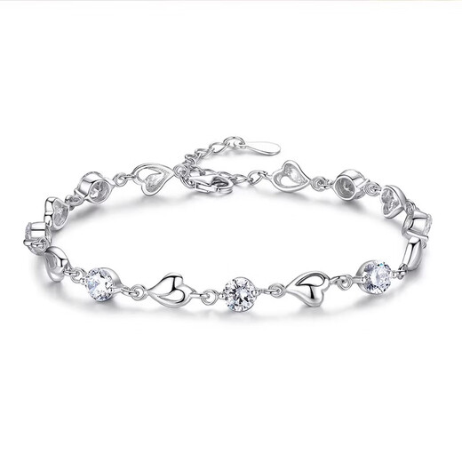 Nilan Fat Donglai's same style pt950 platinum bracelet Pt950 girls platinum 18 diamond bracelet for girlfriend's birthday lover Lianxinzhilian (white diamond)