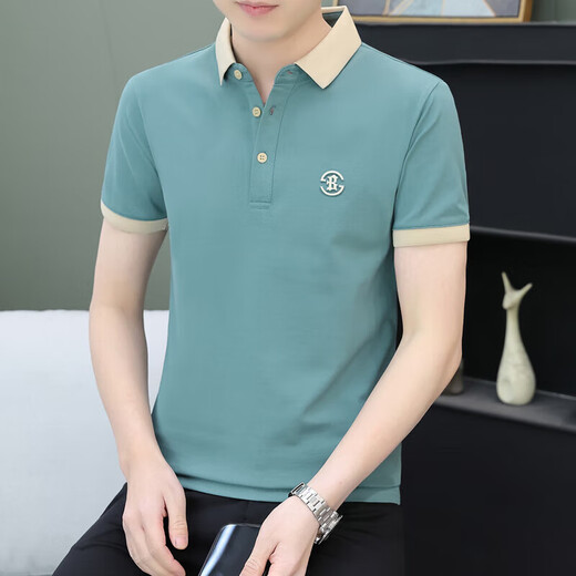 The same style men's summer thin lapel men's short-sleeved T-shirt trendy ice silk POLO shirt Paul casual shirt Black QY719 M 100-120Jin [Jin equals 0.5 kg]