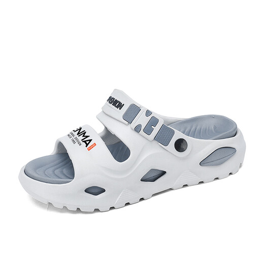 森馬2025夏季新款男鞋休闲沙滩鞋外穿凉鞋防滑踩屎感两穿凉拖鞋子男 灰色 40-41