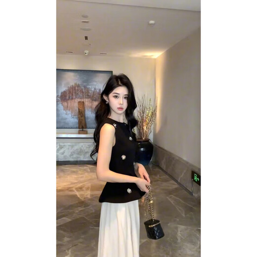 Yingtang Vest Slim Fit Waist Skirt Set Apricot Skirt S