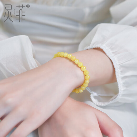 Bhiodha quality authentic natural beeswax bracelet collection grade Russian material 5-8mm amber Buddha beads Wenwan beads loose full honey Russian material bead diameter about 5mm (collection grade)
