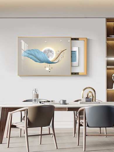 Light luxury meter box decoration painting modern simple living room distribution box hanging painting without punching power main switch cover box K12189 80*60 (covering horizontal length 70 vertical height 50) hydraulic [water 30