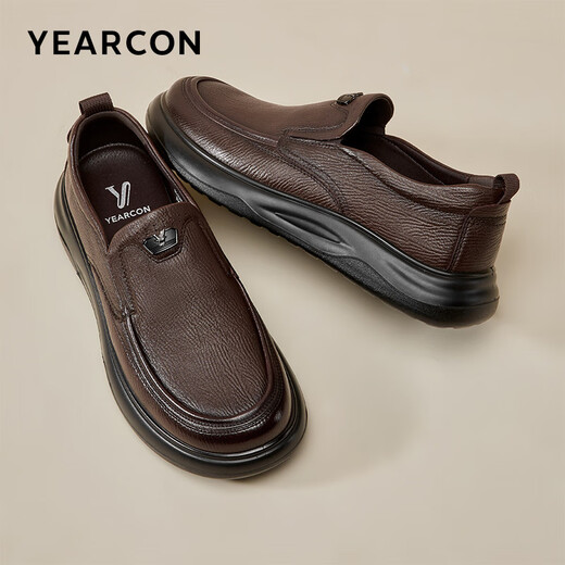 Yierkan men's shoes autumn sheepskin comfortable slip-on leather shoes men's soft-sided slip-on business casual shoes 59171W Brown 40