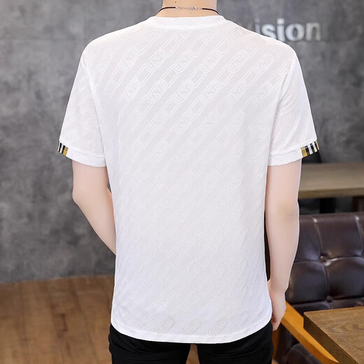 Hailan Home Summer Herren Kurzarm T-Shirt Ice Seide Dünne Trendy Casual Cool T-Shirt 2025 Neue Modemarke Herren Top T869 Black 4xl (ca. 170 ~ 185jin [Jin gleich 0,5 kg) g