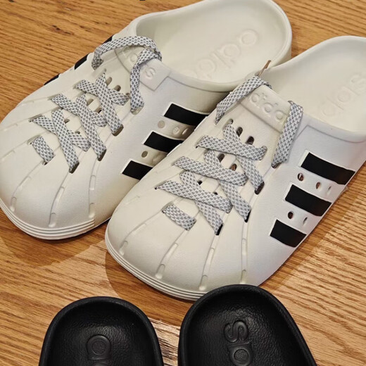 阿迪达斯 （adidas）ADILETTE CLOG 白色 洞洞运动休闲拖鞋 JH9849 JH9848黑色 39 支持鉴定