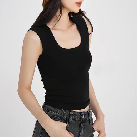 
Slim fit and slim suspender vest for women in summer 2025 new versatile large size fat MM sleeveless short base top K10-dark gray 2XL Recommended weight 130-150Jin [Jin equals 0.5 kg]