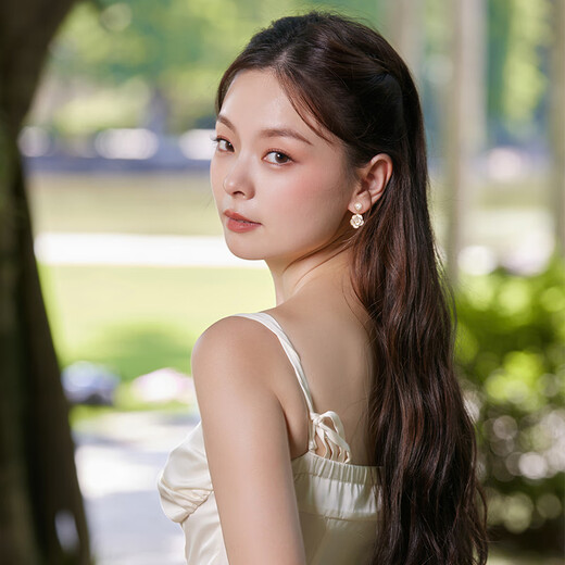 Saturday Fukuyama Camellia Pearl Earrings S925 Silver New Chinese Style Birthday Gift J0913210 Pair