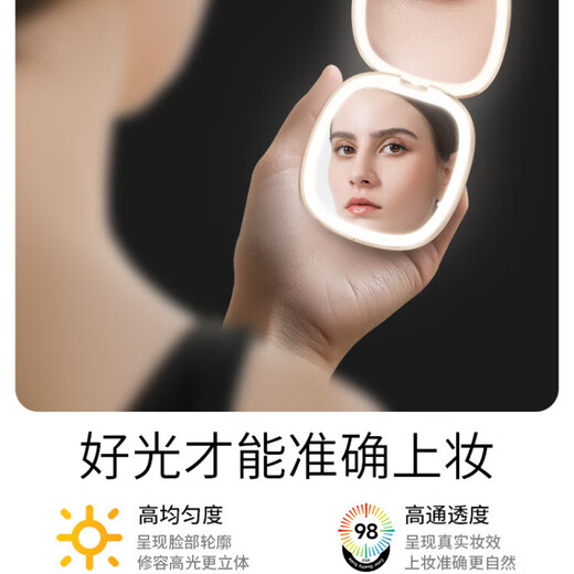 Honeywell carry-on light Ruohuajin Portable folding LED cosmetic mirror birthday gift for girlfriend and wife Ruohuajin