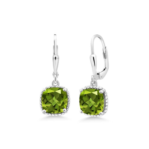 GEM STONE KING colorful gemstone earrings for women summer 925 silver inlaid with 4.9 carat green peridot earrings classic ins trend