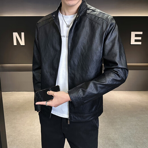 
AEMAPE high street style puffy and handsome windproof casual leather jacket for men 2025 spring and autumn new British style youth work top Coffee L