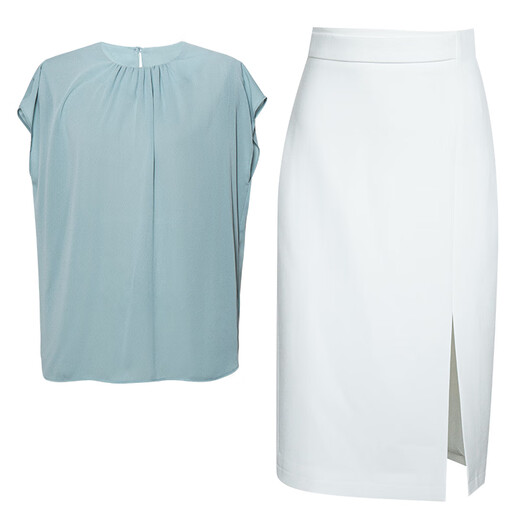 Roeyshouse Luoyi Temperament Set Set Women's New Summer Color Professional Professional Professional Professional Top Skirt 12109 светло-зеленый белый
