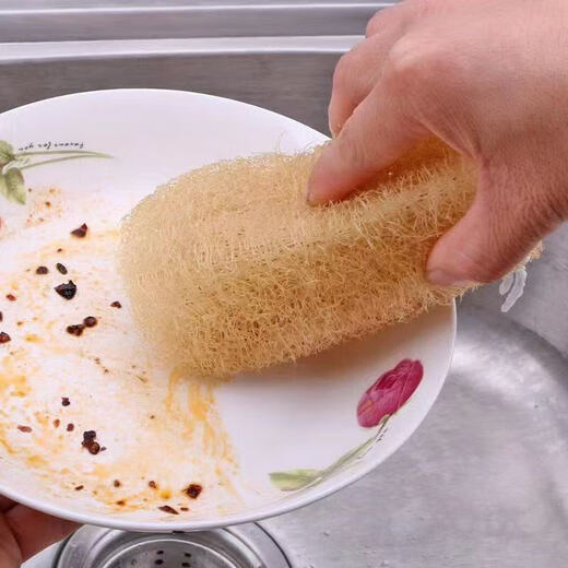 Pure natural hard loofah, dishwasher and pot scrubber, non-stick, oil-free, no trace kitchen cleaning thickened loofah 5 pcs