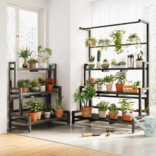 St. Noiline flower rack storage rack balcony modern indoor floor-standing living room simple iron flower pot rack three layers 100