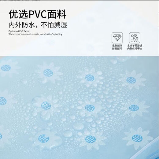 Transparent printed PVC travel wash and shower cosmetic bag floral wash bag travel large capacity waterproof cosmetic bag blue floral wash bag 1 piece