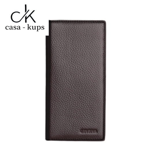casa-kupsCK钱包男士长款真皮2025新款头层牛皮带拉链钱夹大容量皮夹卡包 黑色-加围厚款