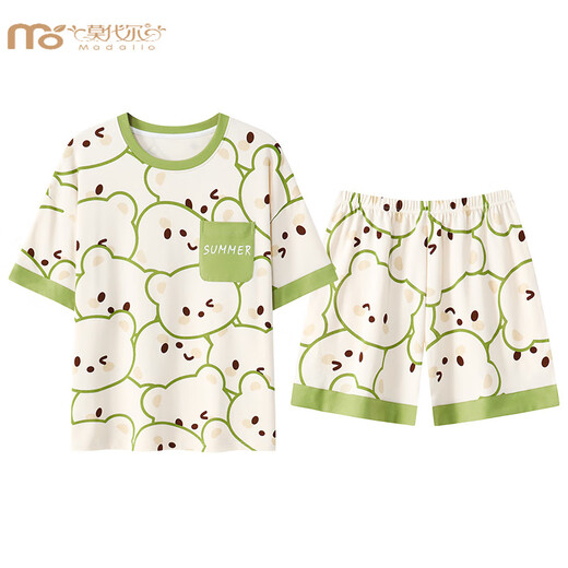 El juego de pijamas modal de manga corta de verano para mujeres con almohadillas de seno de ropa integrada para el hogar y otoño se puede usar estilo delgado de gran tamaño en el verano GXT1047 m (recomendado 75-95Jin [Jin equivale a 0.5 kg])