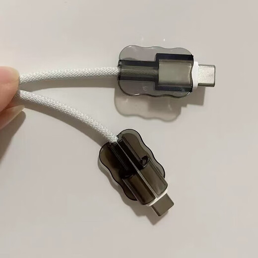 数据线保护套适用苹果安卓波浪状透黑咬线器小米三星华为充电线保护线头通用款 两个 数据线通用咬线器