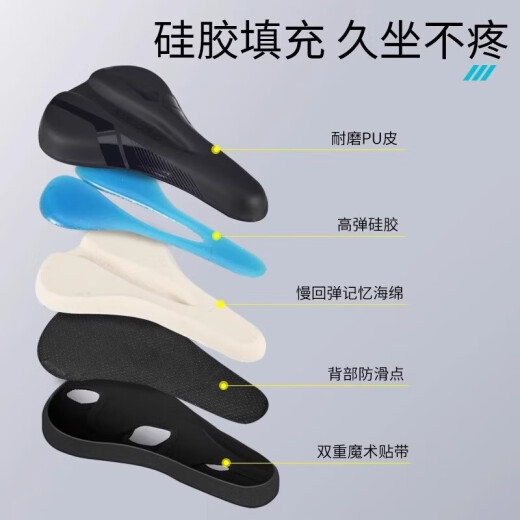 适用于捷安特ATX680 620 660 670 690 730 850山地自行车坐垫坐 NBD流光黑硅胶皮革款全包裹