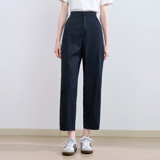 百图betu女装2025夏季新款休闲哈伦裤显瘦九分镰刀裤裤子女2507T41 藏青 M